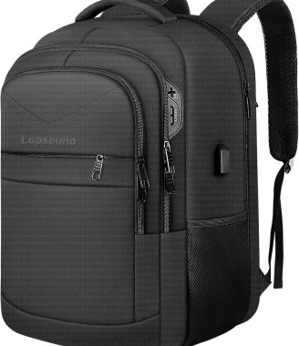 Travel Backpack, Large Carry on Backpack, 17 Inch Laptop Bag, Big Sturdy TSA-Friendly with USB Port College School Rucksack Bag, Gifts for Him Men Women, Black